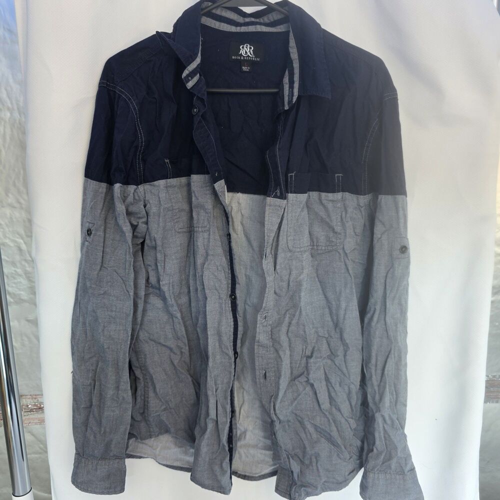 ROCK & REPUBLIC MEN'S L/S SHIRT SIZE LARGE
